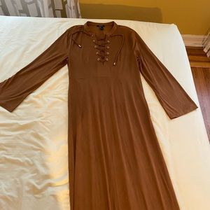 Faux suede maxi dress